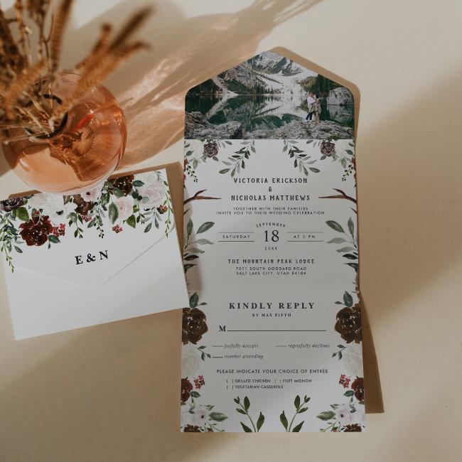 Rustic Floral Boho | All In One Wedding Invite