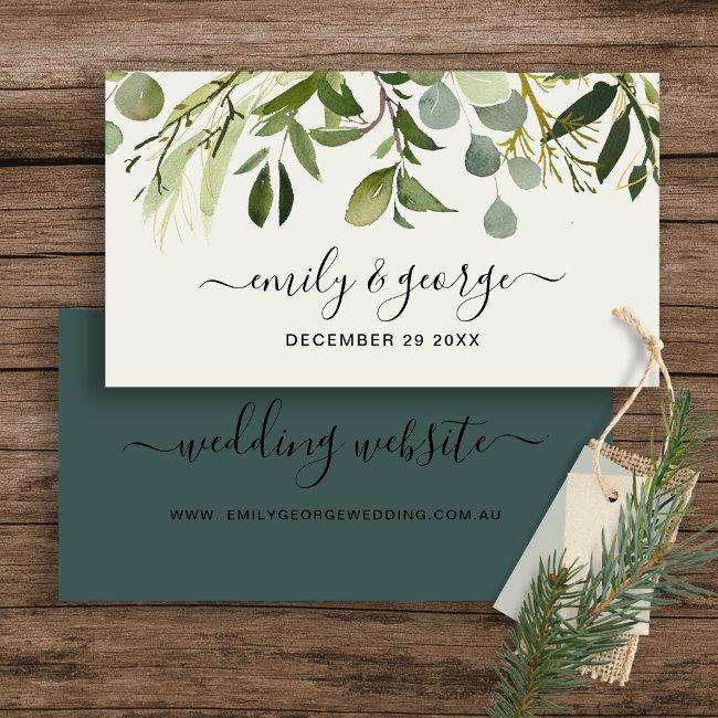 Rustic Green Foliage Watercolor Wedding Website