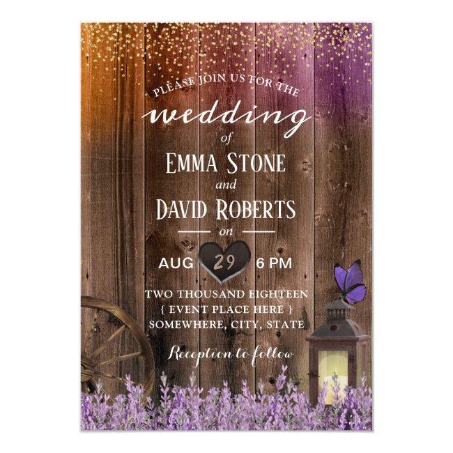 Rustic Lantern Purple Lavender Floral Barn Wedding