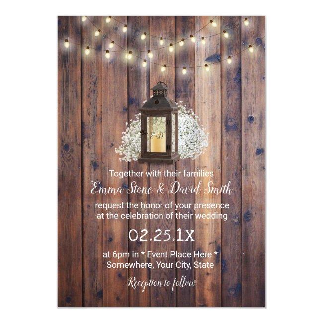 Rustic Lantern & String Lights Barn Wedding