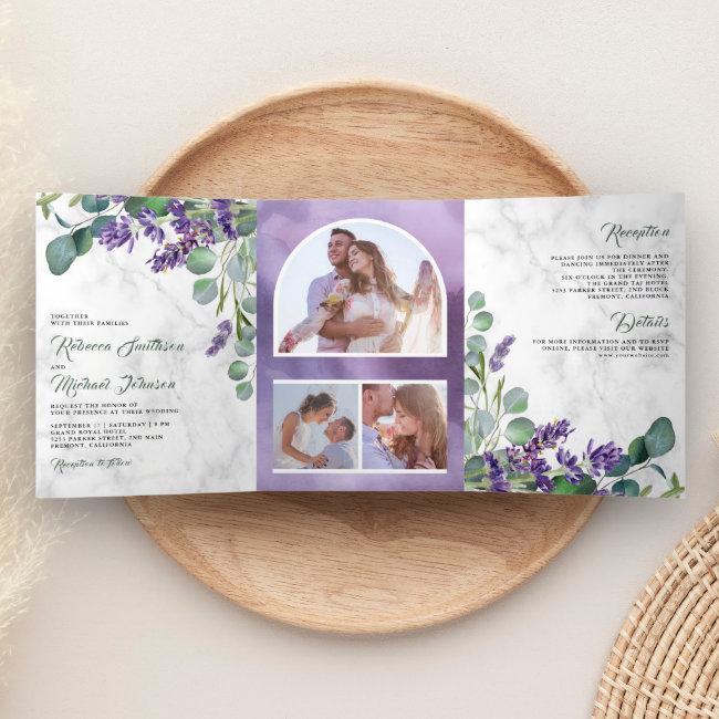 Rustic Lavender And Eucalyptus Photo Arch Wedding Tri-fold