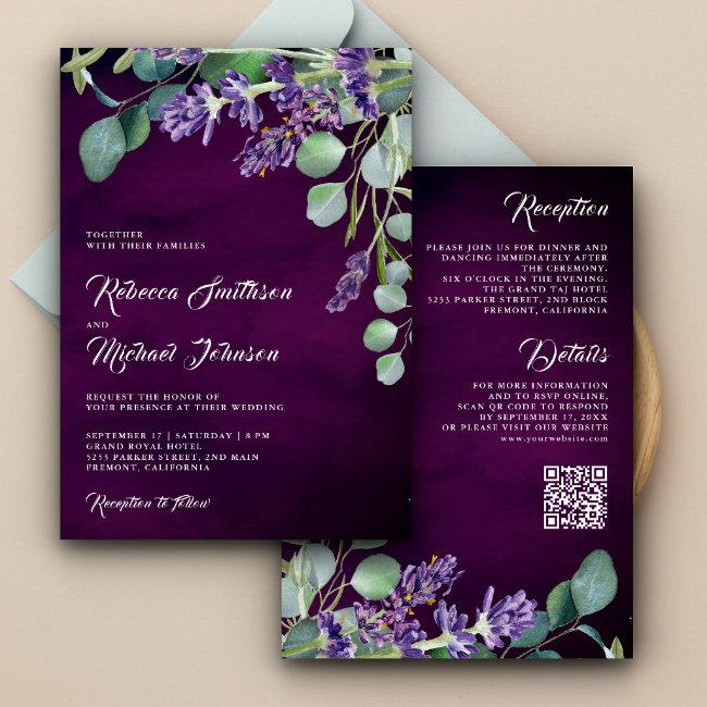 Rustic Lavender Eucalyptus Qr Code Purple Wedding