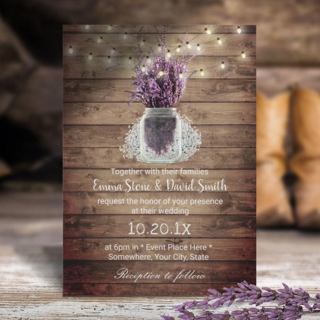 Rustic Lavender Floral Jar String Lights Wedding