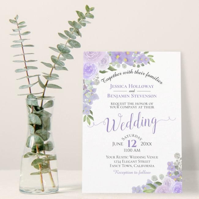 Rustic Lavender Purple Watercolor Floral Wedding