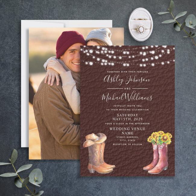 Rustic Leather Boots Hat Country Photo Wedding