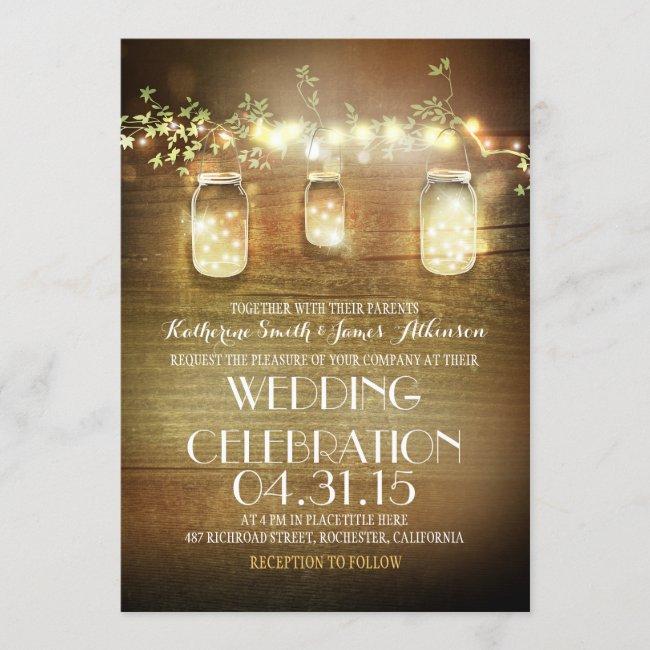 Rustic Mason Jars String Lights Elegant Wedding