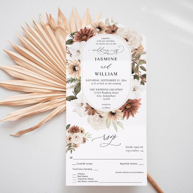 Rustic Neutral Boho Floral Wedding All In One
