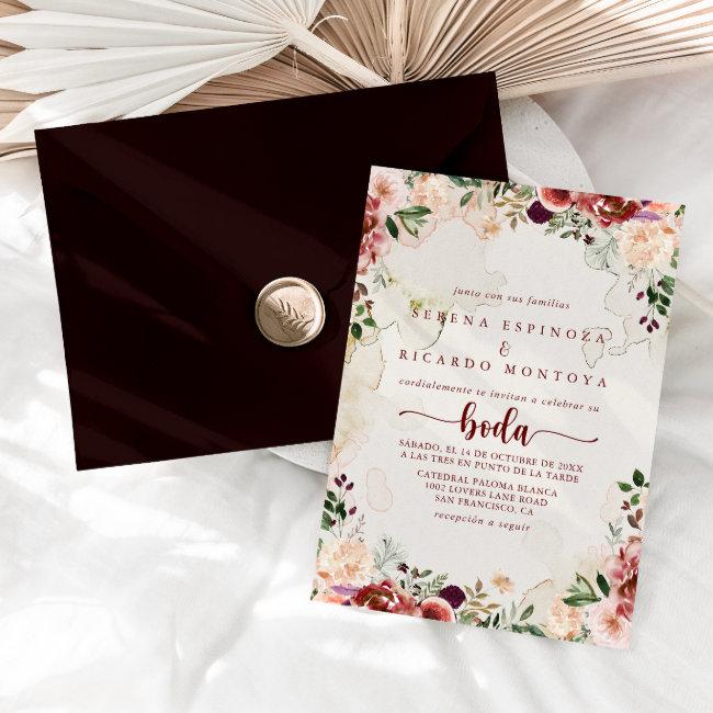Rustic Summer Floral Calligraphy Spanish Wedding