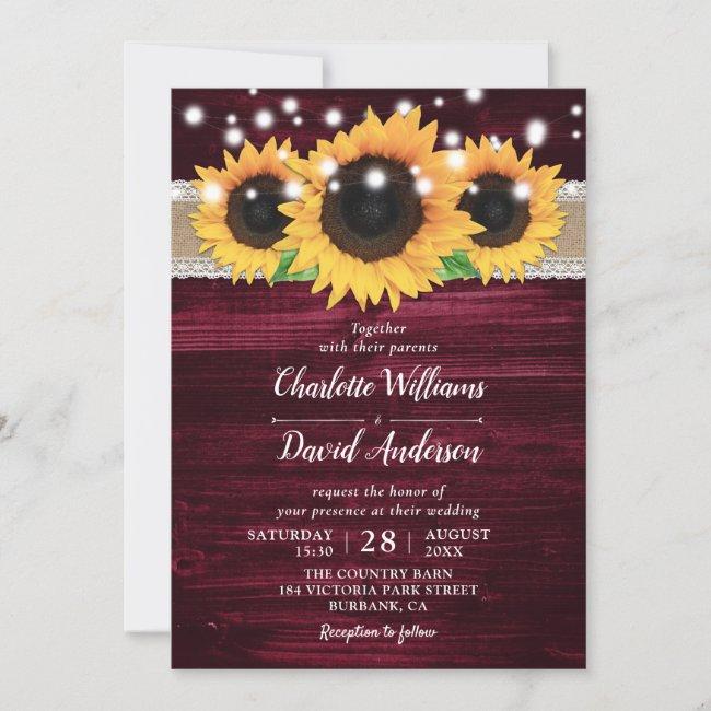 Rustic Sunflower And Burgundy Wedding