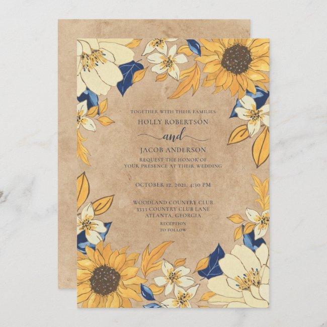 Rustic Sunflower Blue Yellow Floral Wedding