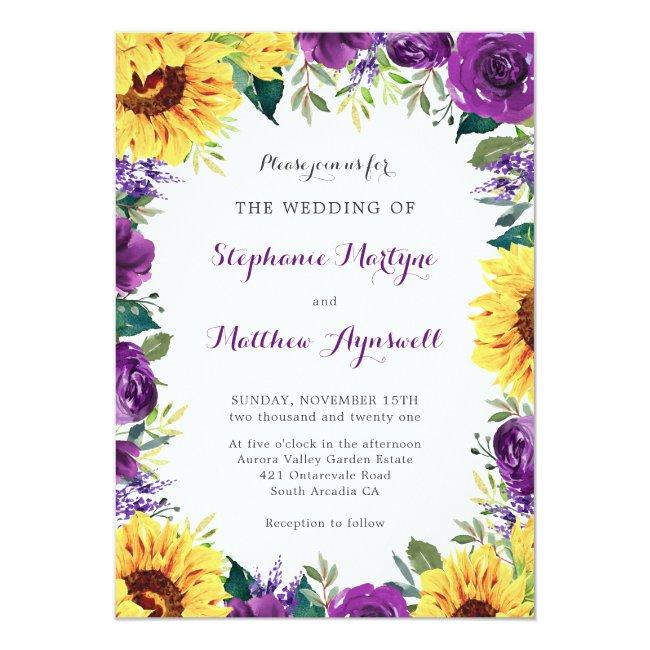 Rustic Sunflower Purple Floral Wedding