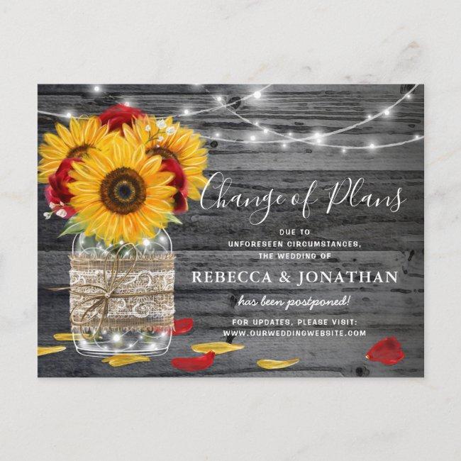 Rustic Sunflower Rose Wedding Change The Date Announcement Post