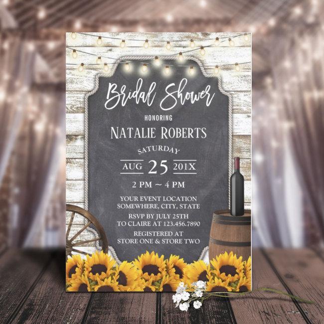 Rustic Sunflowers Weathered Wood Baby Shower