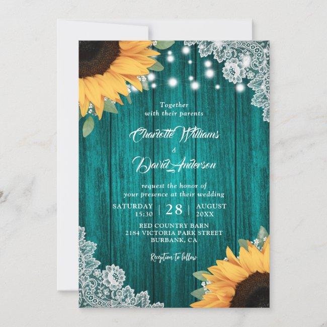 Rustic Teal And Sunflower Wedding