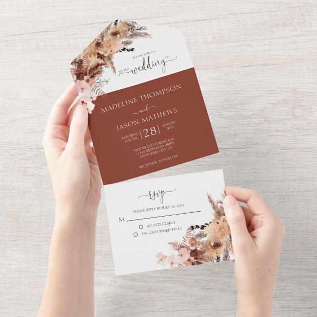Rustic Terracotta Floral Watercolor Wedding All In One
