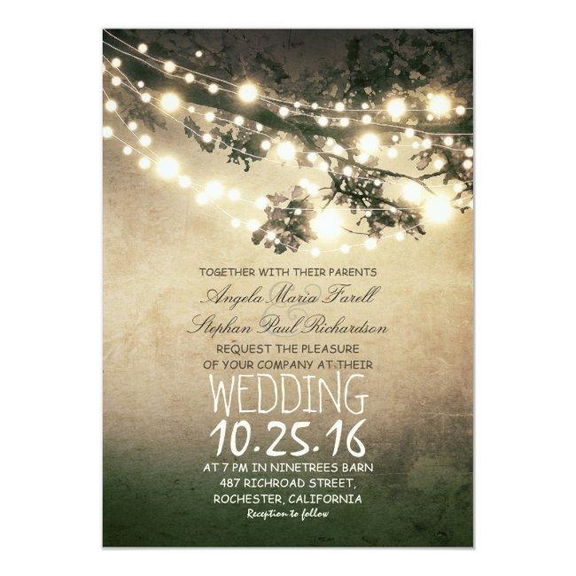 Rustic Tree Branches And Lights Vintage Wedding