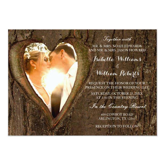 Rustic Tree Heart Wedding Photo