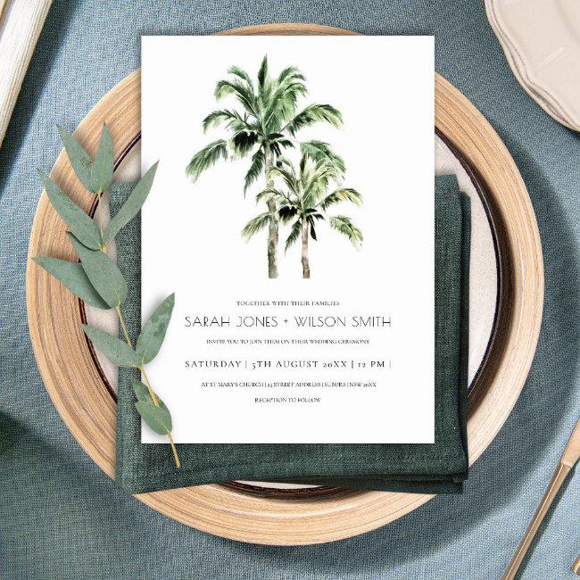 Rustic Tropical Beach Palm Trees Wedding Invite