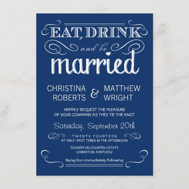 Rustic Typography Blue Wedding