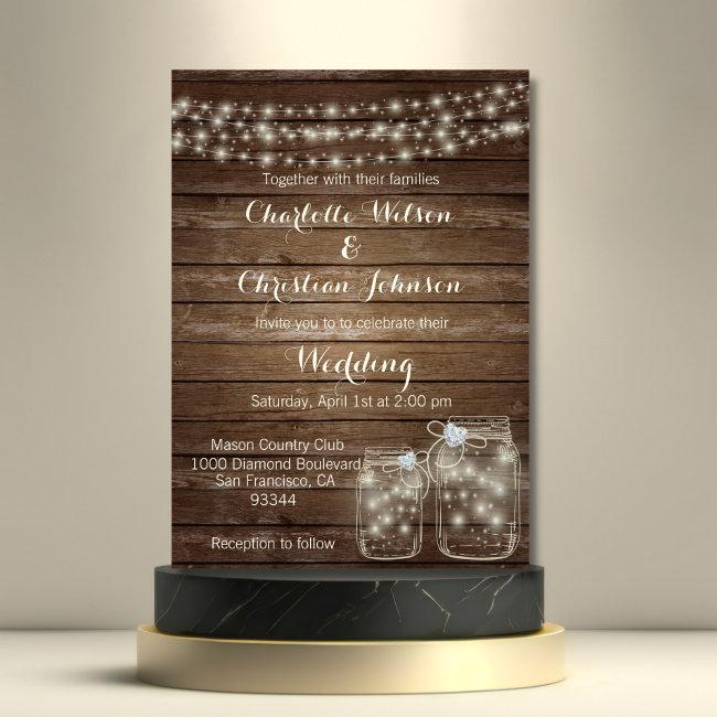 Rustic Wood Country Mason Jar Lights Wedding