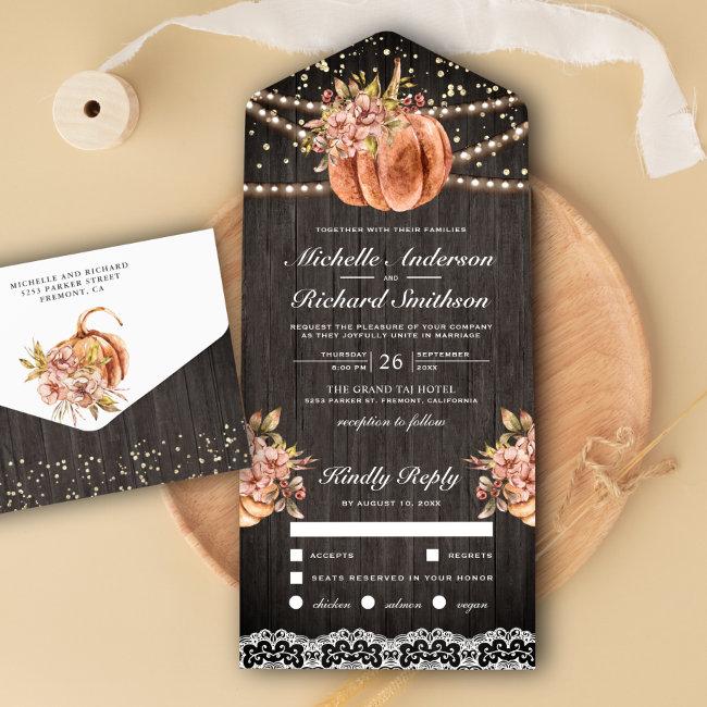 Rustic Wood Floral Pumpkin Autumn Fall Wedding All In One