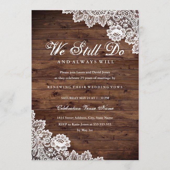 Rustic Wood Lace Vow Renewal Anniversary