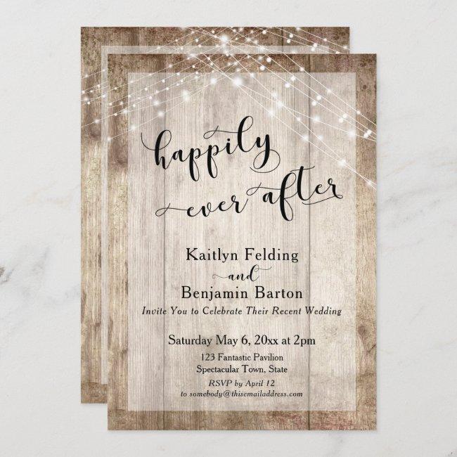 Rustic Wood & Lights Happily Ever After Reception