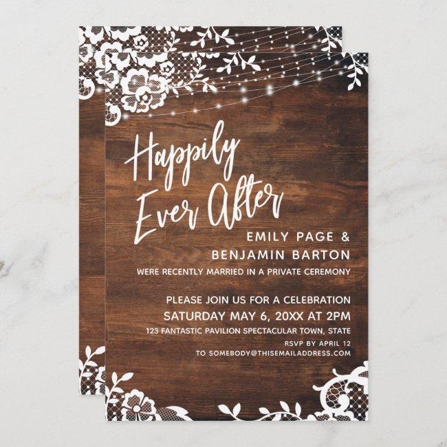 Rustic Wood Lights & Lace Happily Ever After Event