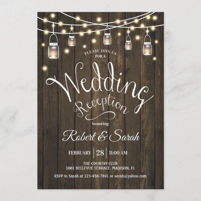 Rustic Wood & Lights Wedding Reception