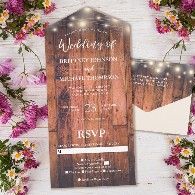Rustic Wood String Lights Wedding All In One