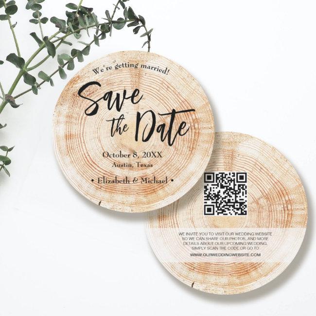 Rustic Wood Wedding Save The Date With Website Inv