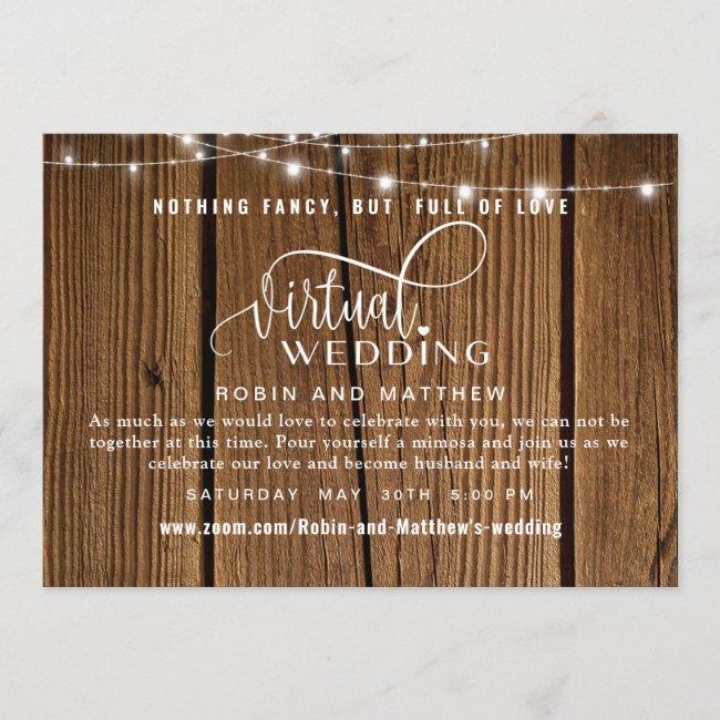 Rustic Wood With Lights, Online Virtual Wedding