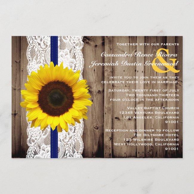 Rustic Wooden And Lace With Sunflower Wedding