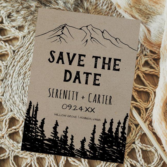 Rustic Woodsy Mountain Save The Date
