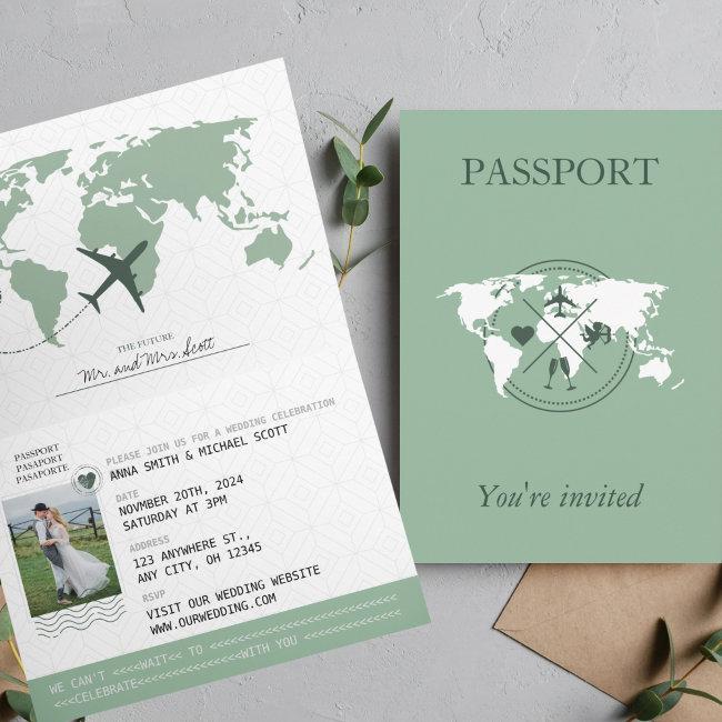 Sage Green Passport Destination Wedding