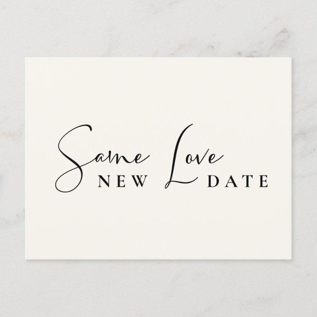 Same Love New Date Cream Wedding Change The Date Announcement Post