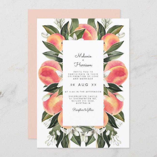 Savannah - Watercolor Peach Botanical Wedding