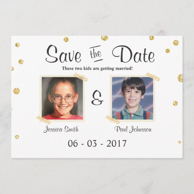 Save The Date Wedding Rustic Chalkboard Gold Black