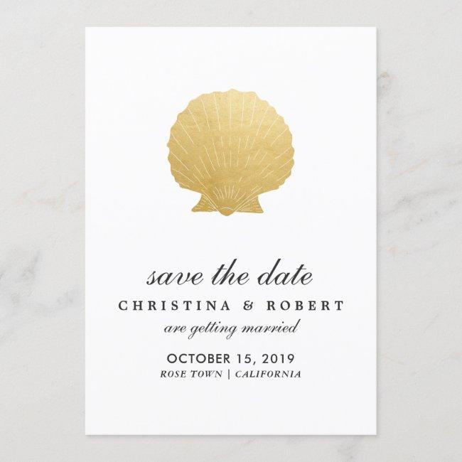 Seashell Faux Gold Foil | Ocean Save The Date