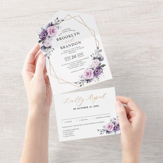Shades Of Dusty Purple Blooms Geometric Wedding All In One