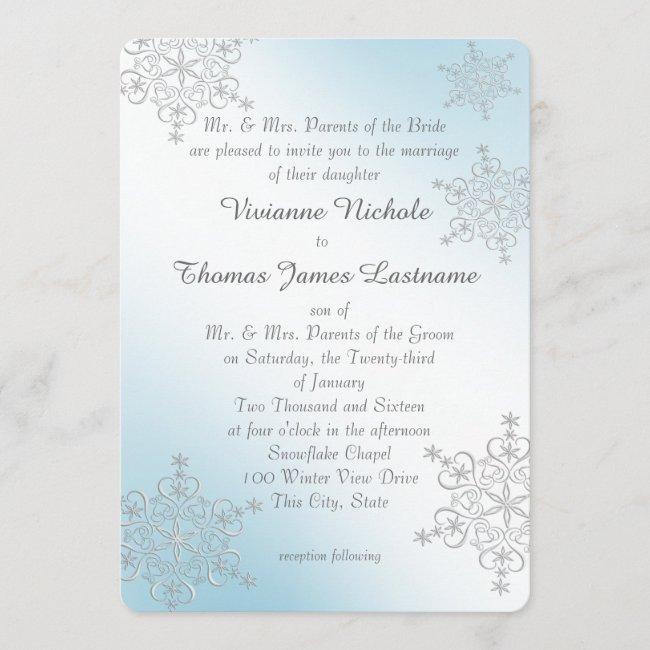 Silver And Ice Blue Snowflakes Wedding