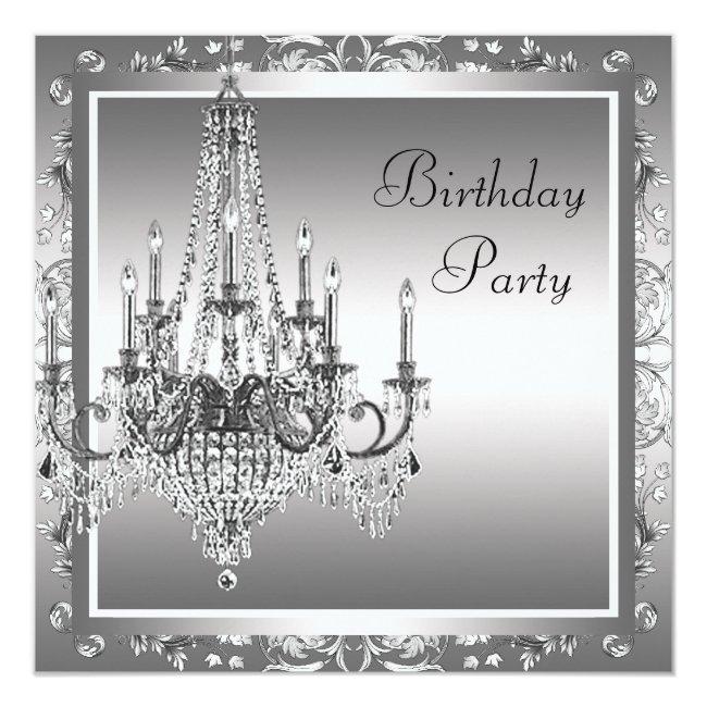 Silver Black Damask Chandelier Birthday Party