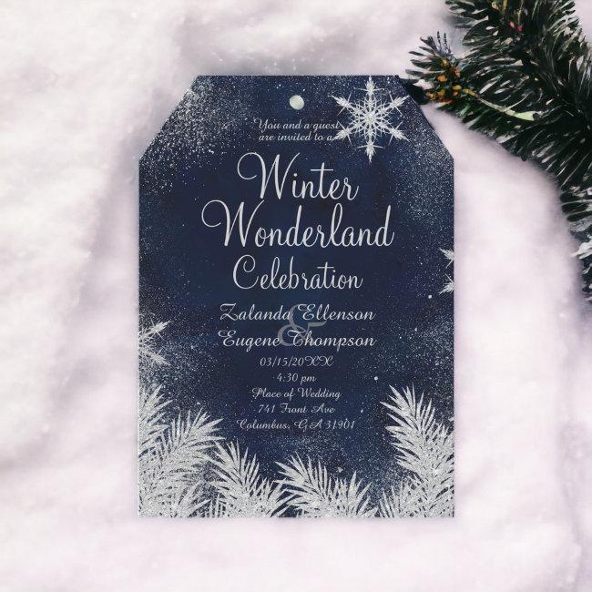 Silver Blue Snowflake Wedding Winter Wonderland