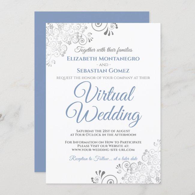Silver Frills Elegant Blue & White Virtual Wedding