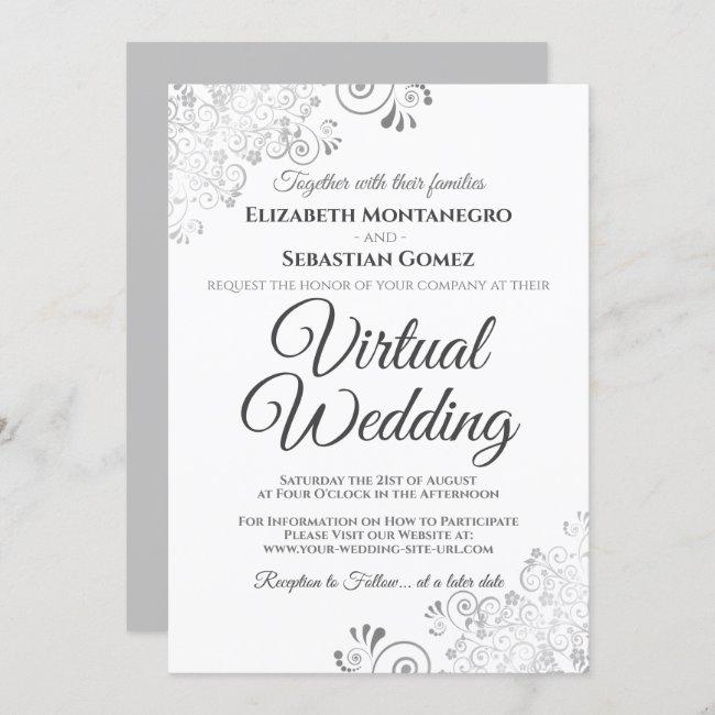 Silver Frills Elegant Gray & White Virtual Wedding