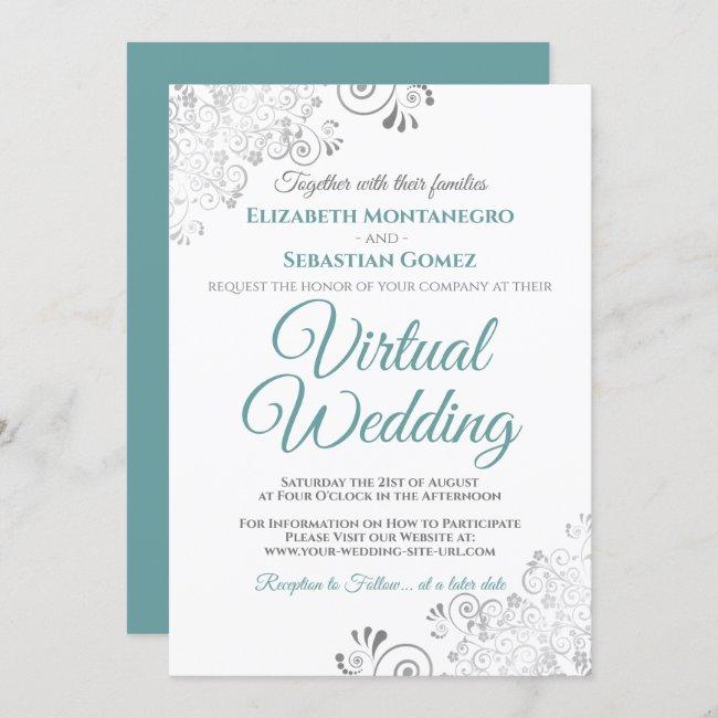 Silver Frills Elegant Teal & White Virtual Wedding