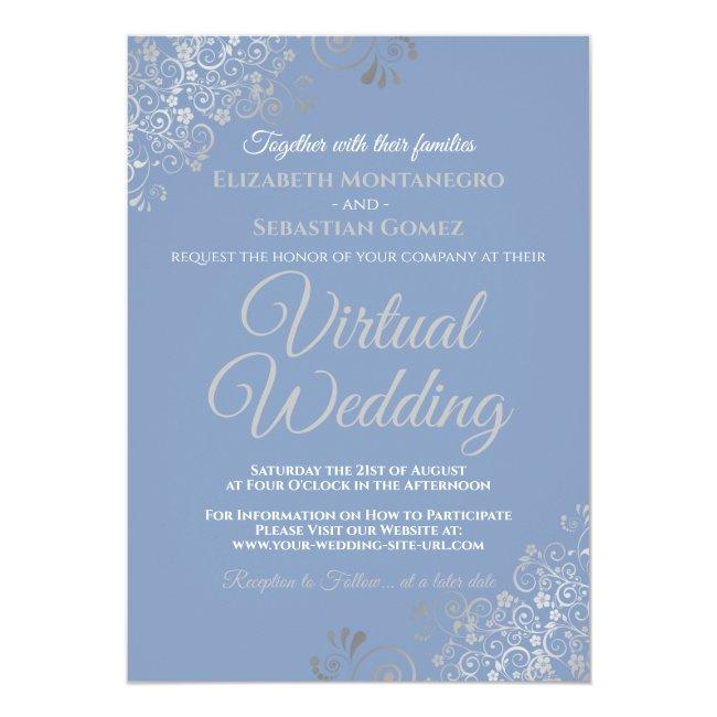 Silver Frills Light Blue And Gray Virtual Wedding
