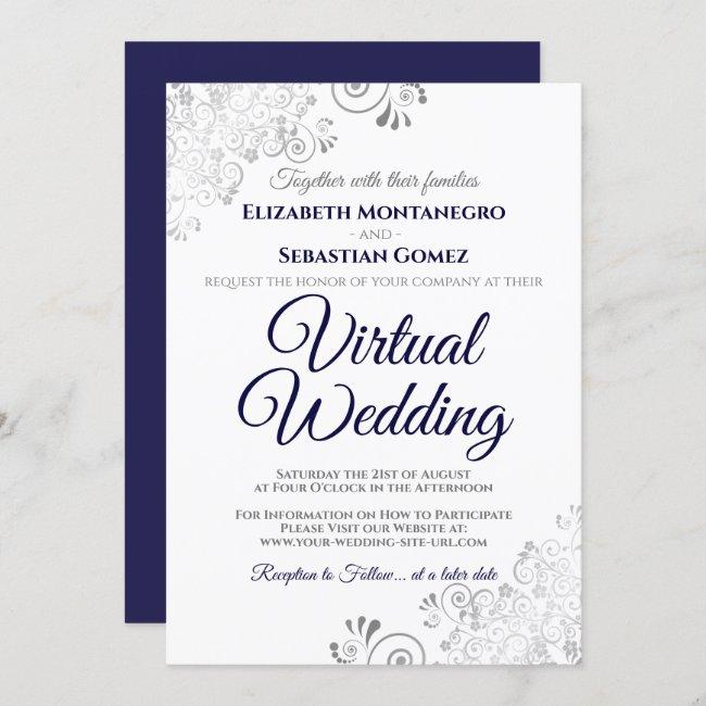 Silver Frills Navy Blue & White Virtual Wedding