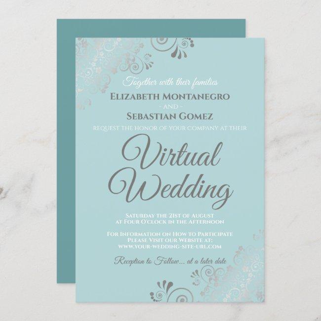 Silver Frills Pale Teal And Gray Virtual Wedding