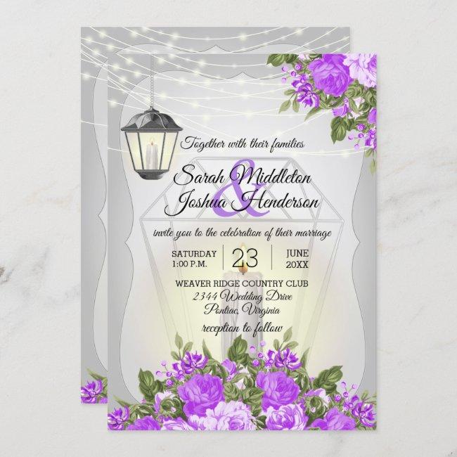 Silver Lanterns And Purple Flower Wedding